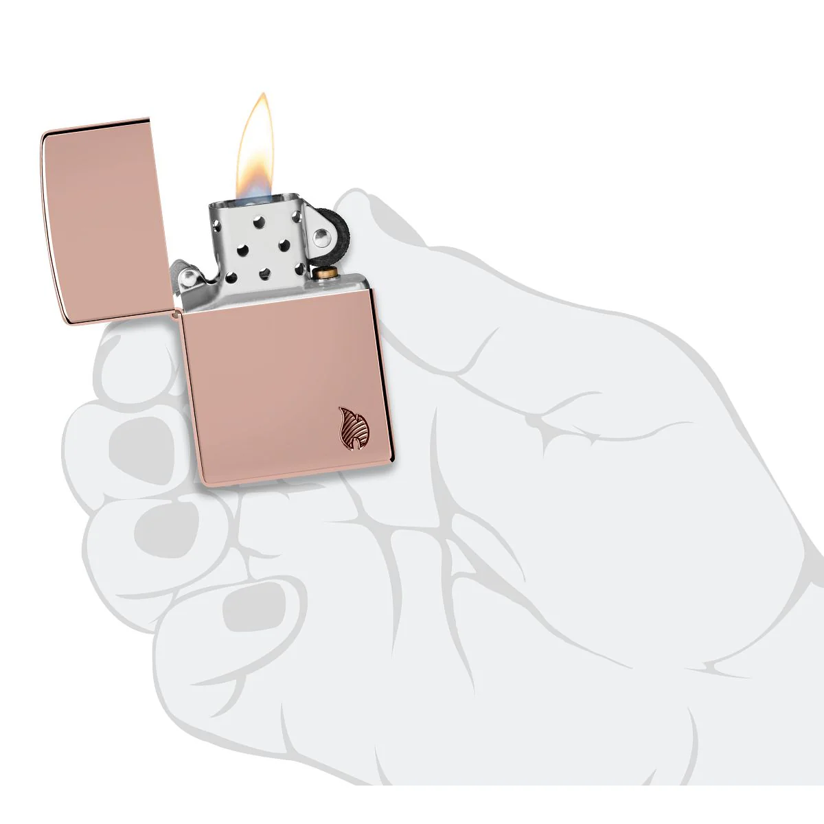 Zippo Lighter: Armor Deep Carved Flame - High Polish Rose Gold 46401 - Image 5