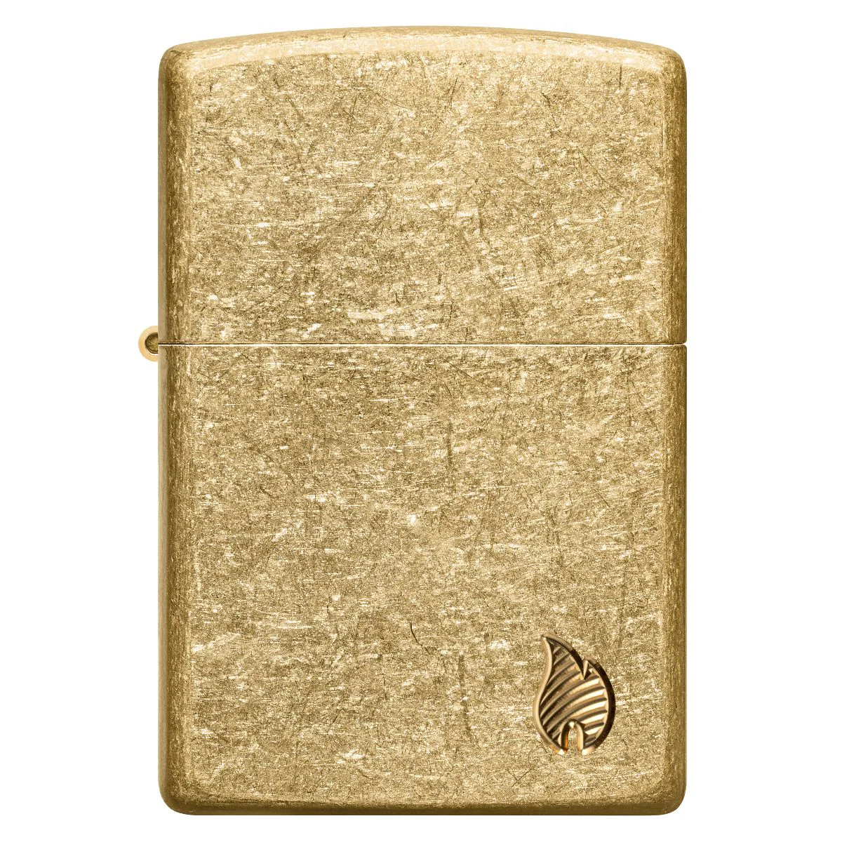 Zippo Lighter: Armor Deep Carved Flame - Tumbled Brass 46398 - Image 2