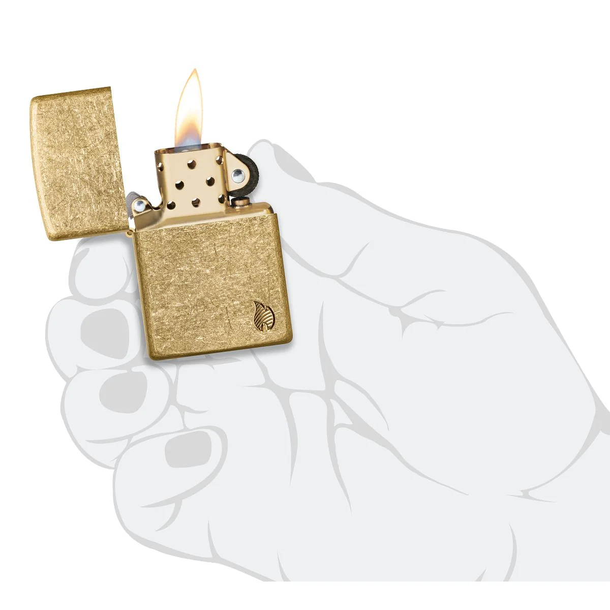 Zippo Lighter: Armor Deep Carved Flame - Tumbled Brass 46398 - Image 5