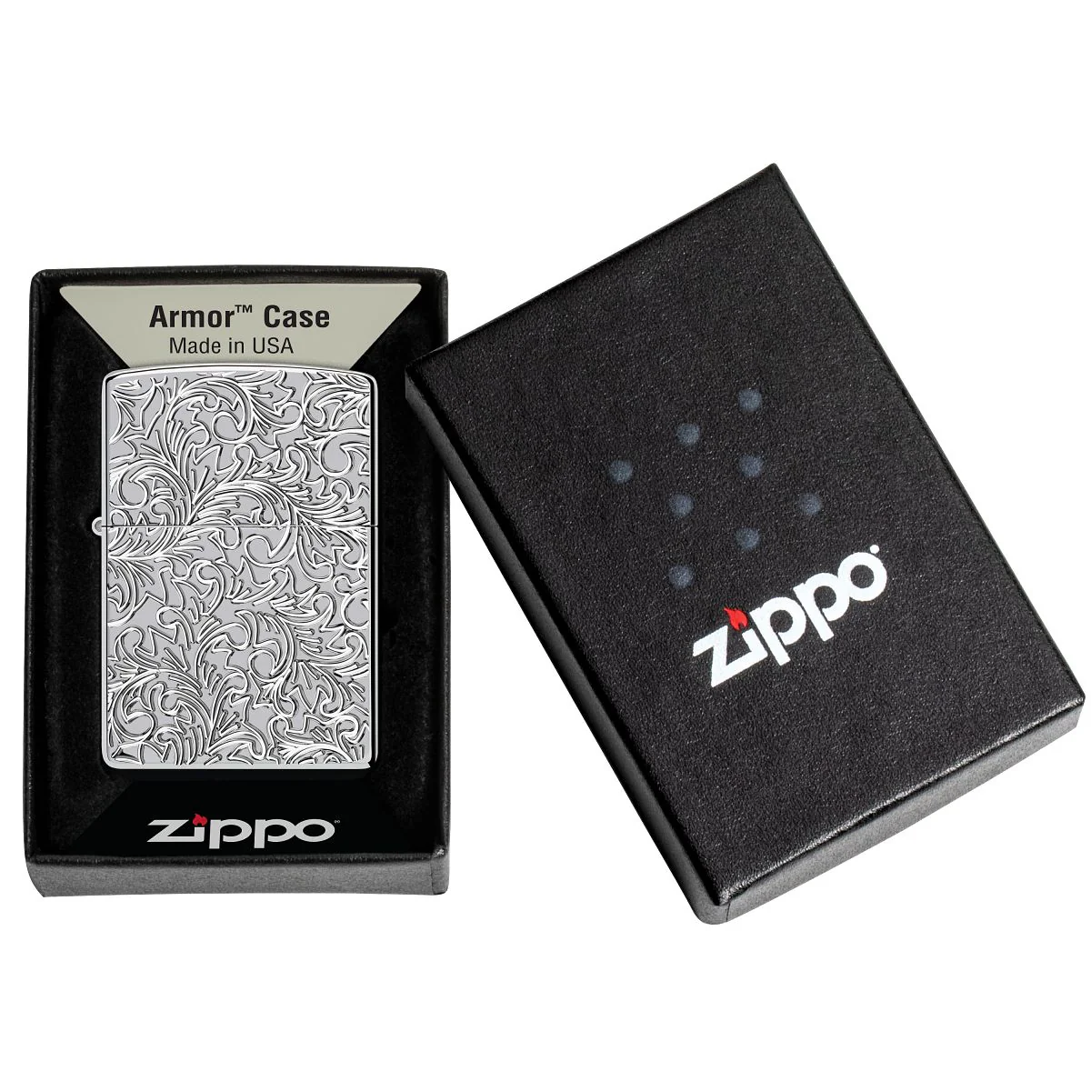 Zippo Lighter: Armor Deep Carved Pattern - High Polish Chrome 46867 - Image 6