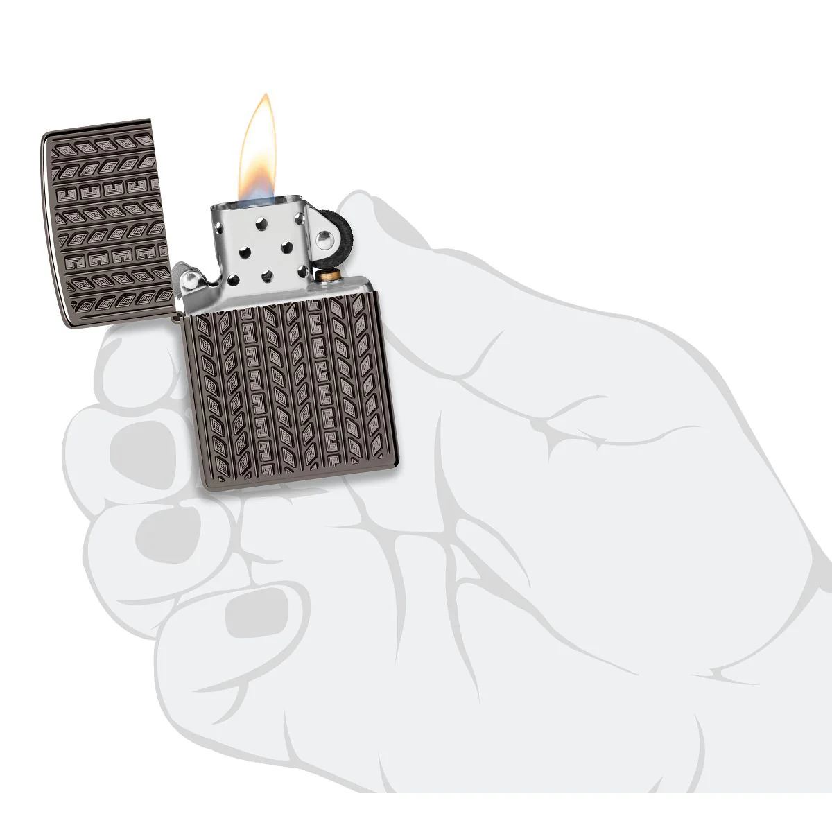 Zippo Lighter: Armor Deep Carved Tire Tread - Black Ice 46888 - Image 5