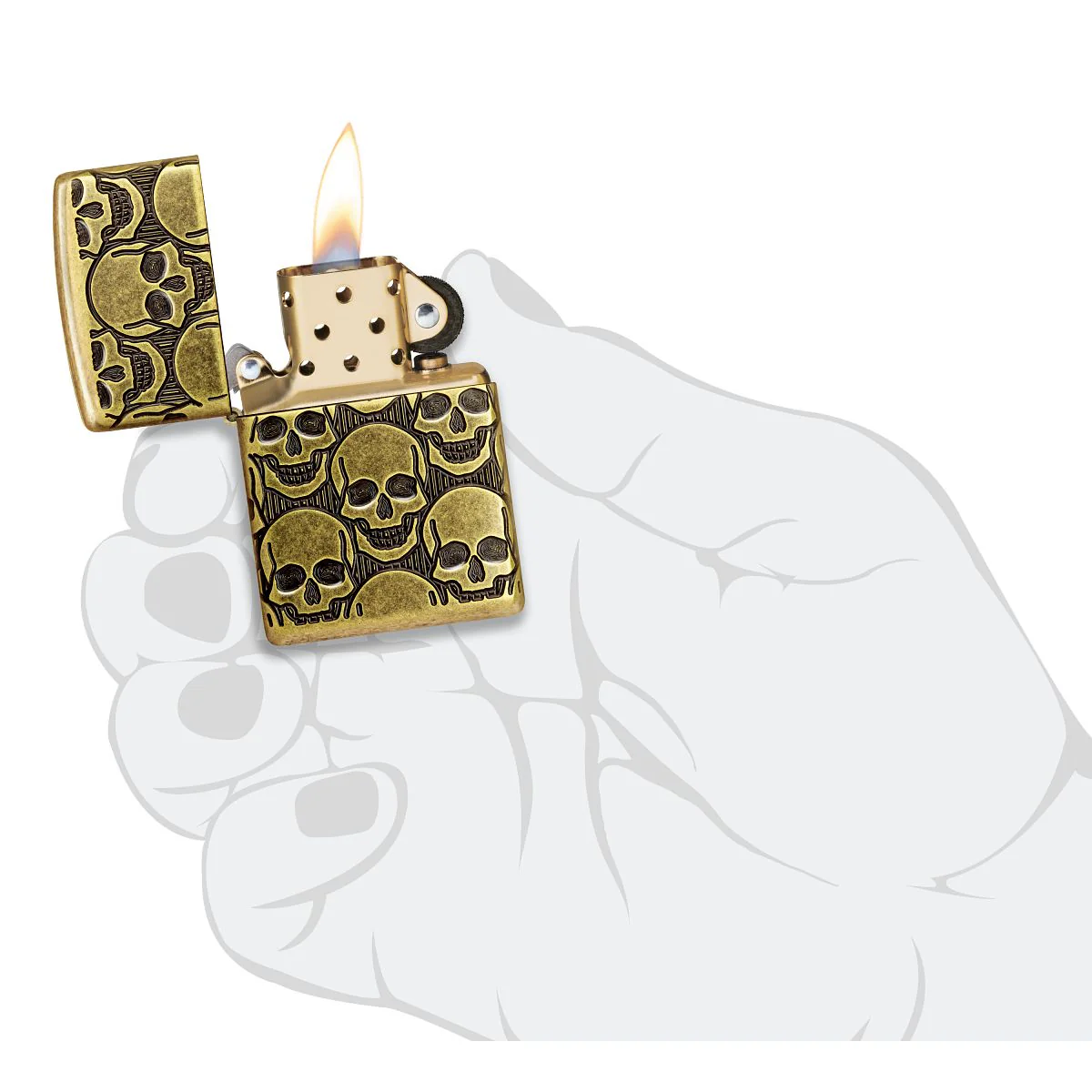 Zippo Lighter: Armor MultiCut, Cackling Cranium Design - Antique Brass 46302 - Image 8