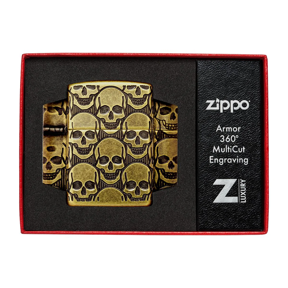 Zippo Lighter: Armor MultiCut, Cackling Cranium Design - Antique Brass 46302 - Image 9