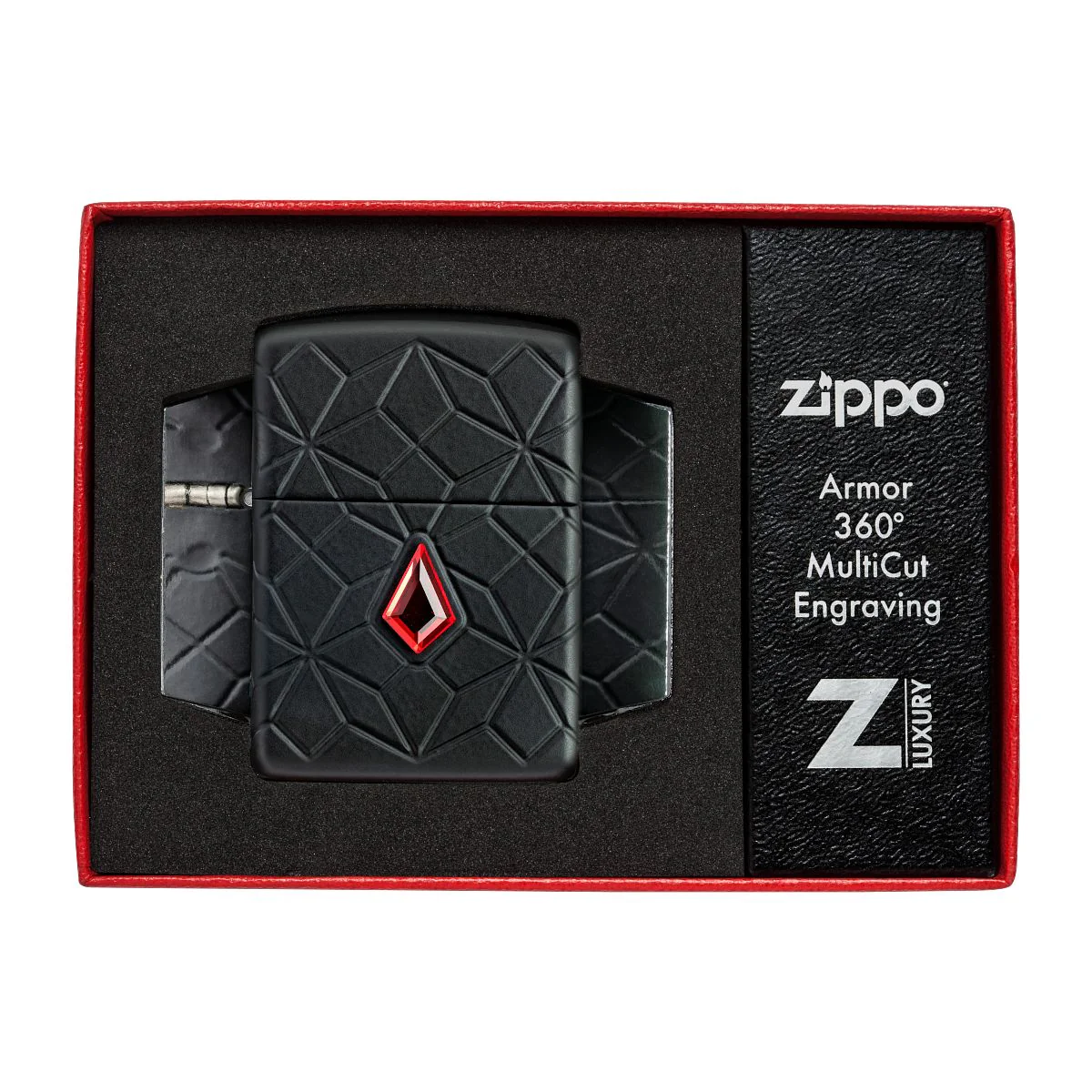 Zippo Lighter: Armor MultiCut Design with Crystal - Black Matte 46756 - Image 10
