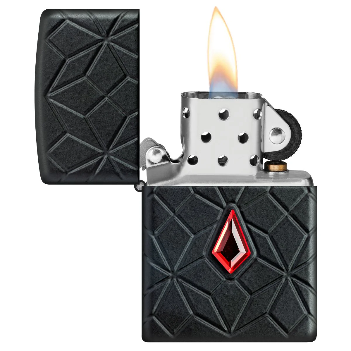 Zippo Lighter: Armor MultiCut Design with Crystal - Black Matte 46756 - Image 7
