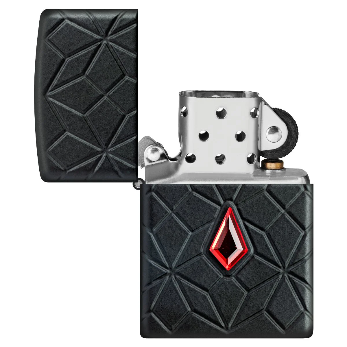 Zippo Lighter: Armor MultiCut Design with Crystal - Black Matte 46756 - Image 8