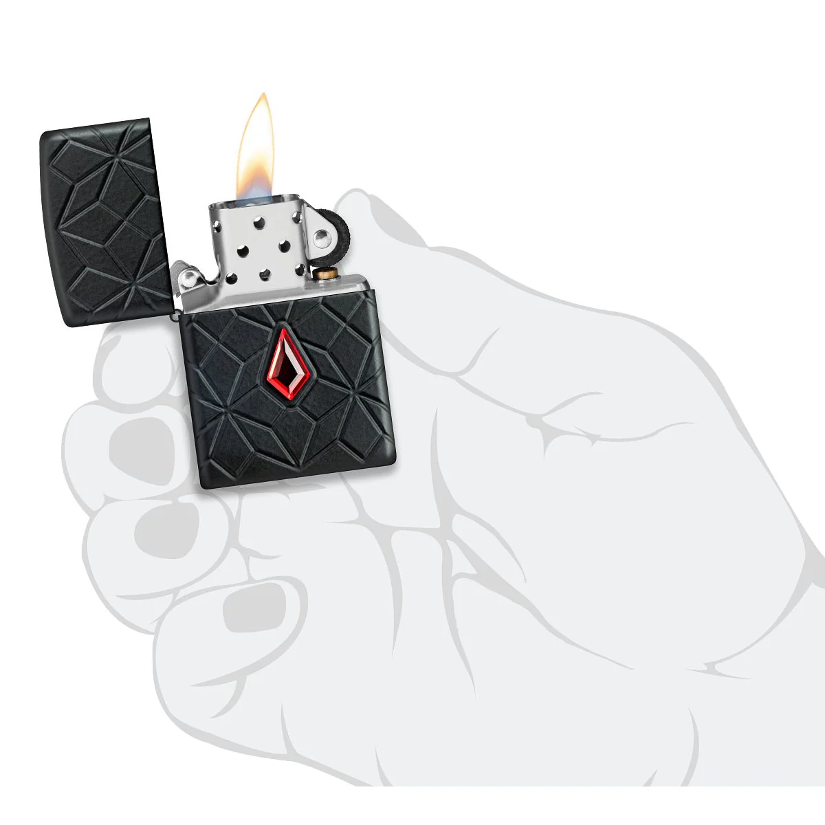 Zippo Lighter: Armor MultiCut Design with Crystal - Black Matte 46756 - Image 9