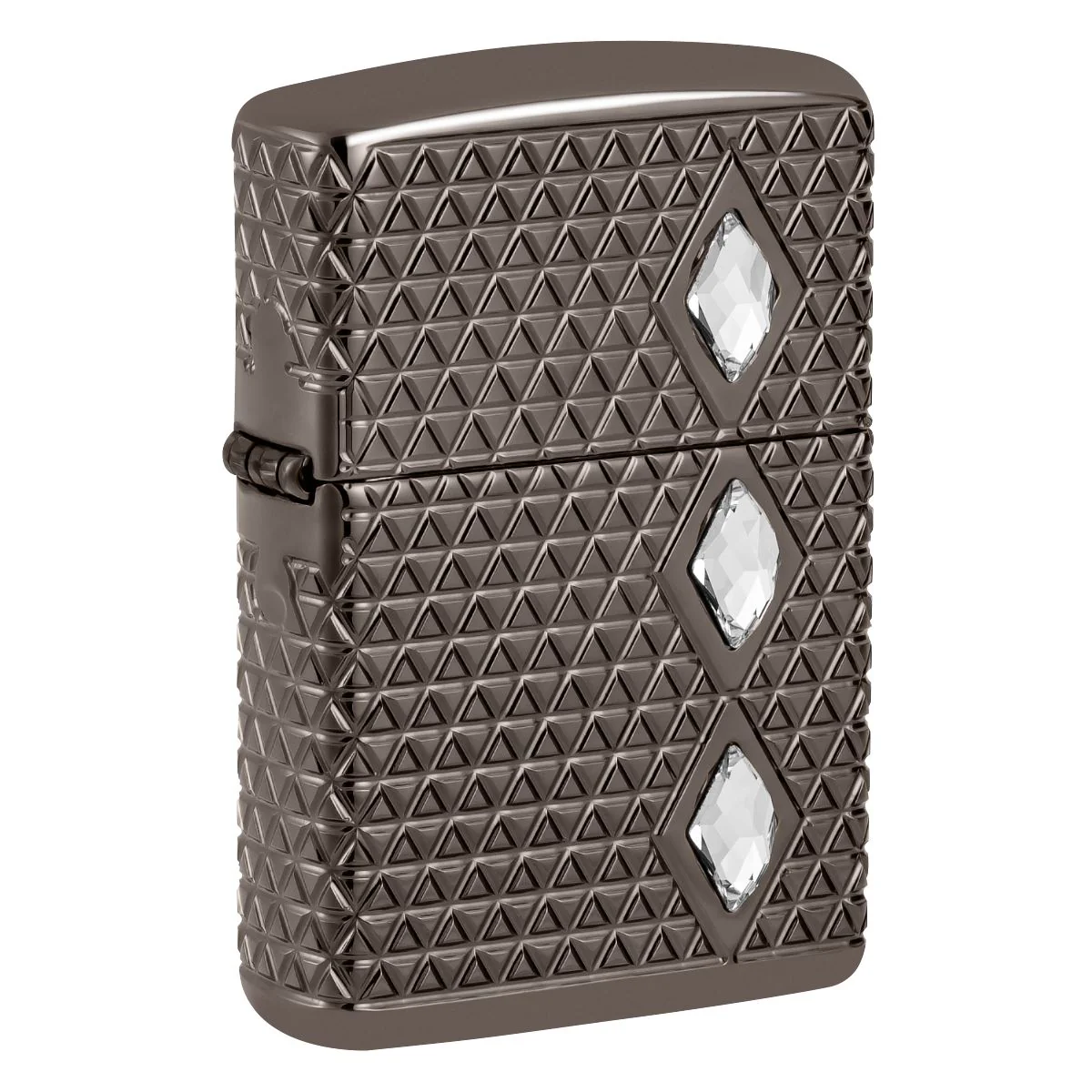Zippo Lighter: Armor MultiCut, Diamond Pattern with Crystals - Black Ice 46316