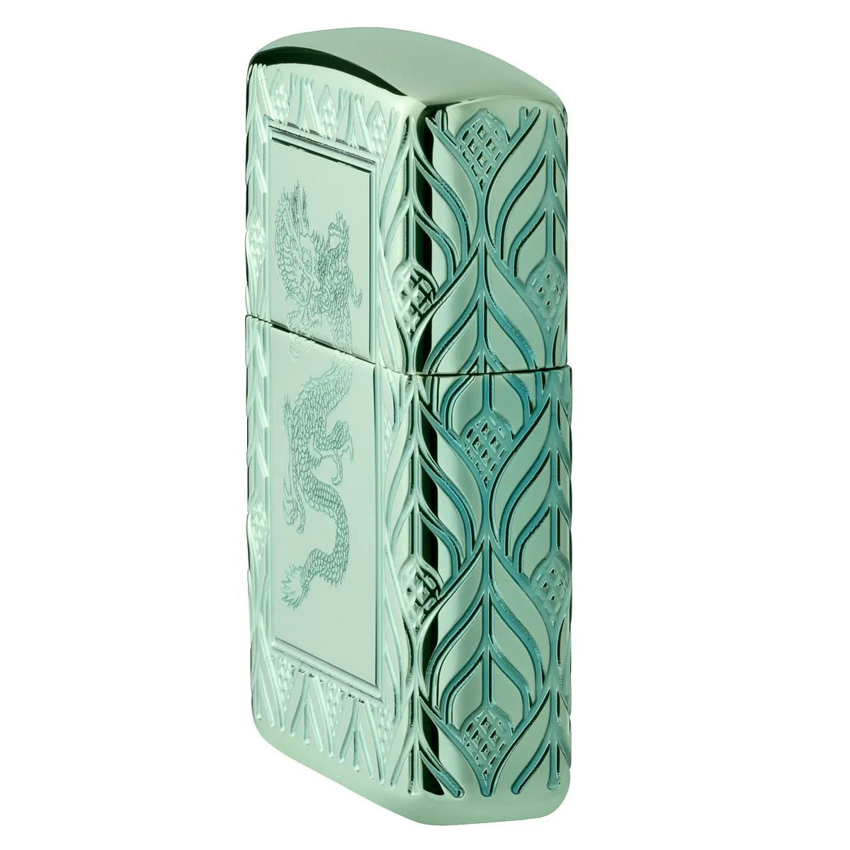 Zippo Lighter: Armor MultiCut Elegant Dragon - High Polish Green 49054 - Image 4