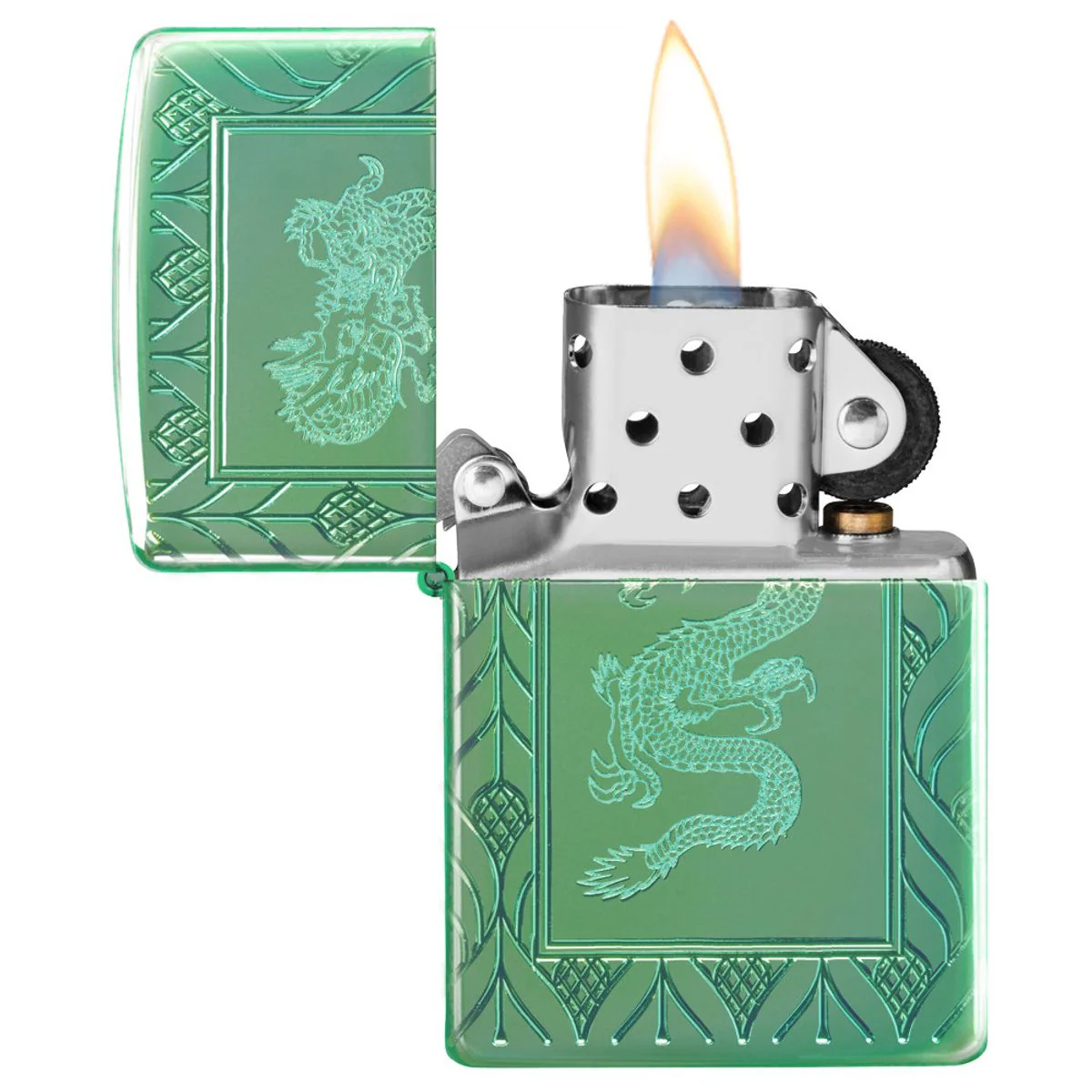 Zippo Lighter: Armor MultiCut Elegant Dragon - High Polish Green 49054 - Image 7