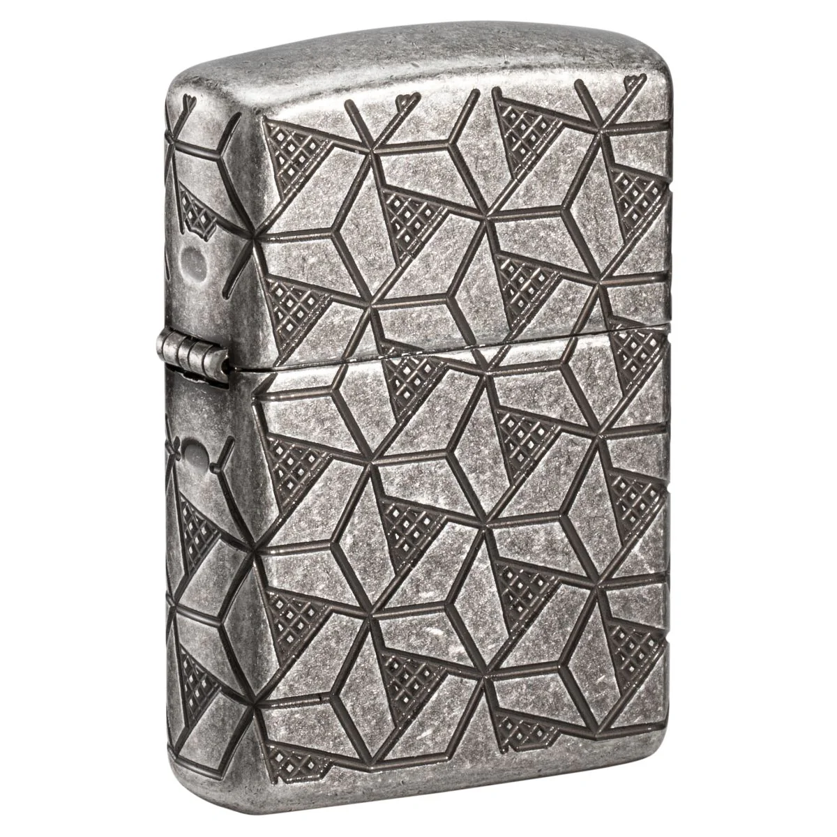 Zippo Lighter: Armor MultiCut Geometric Deep Carve - Antique Silver 49883