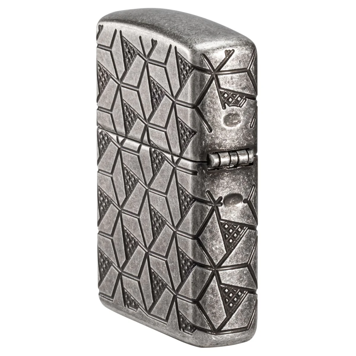 Zippo Lighter: Armor MultiCut Geometric Deep Carve - Antique Silver 49883 - Image 3