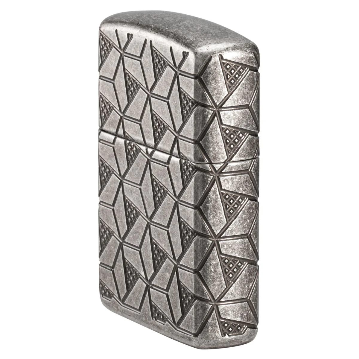 Zippo Lighter: Armor MultiCut Geometric Deep Carve - Antique Silver 49883 - Image 4