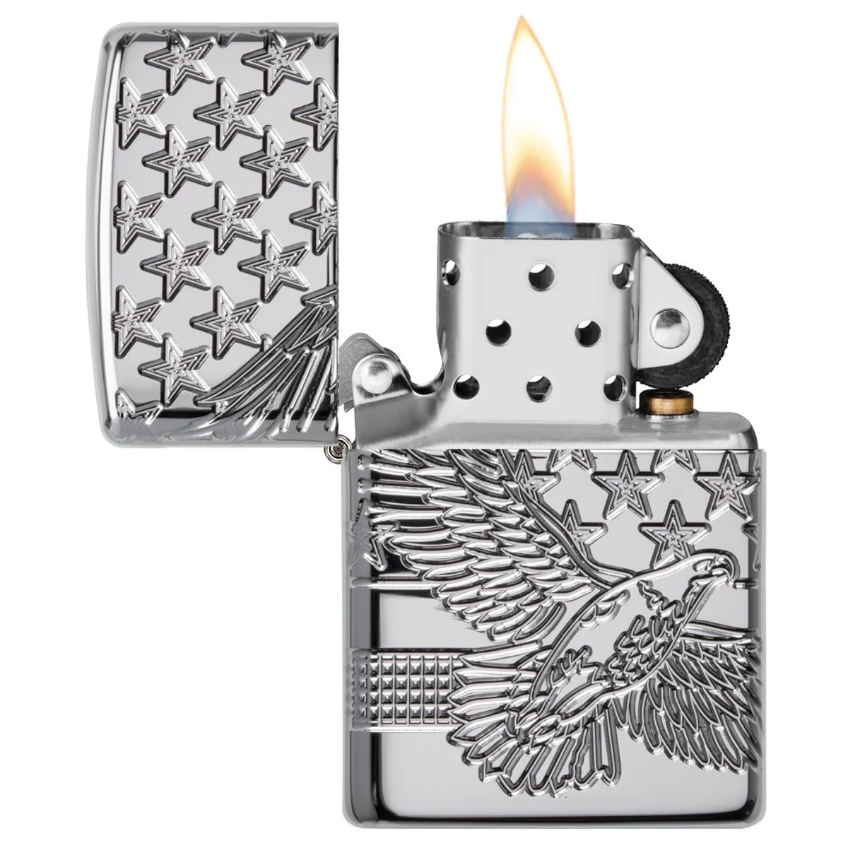 Zippo Lighter: Armor MultiCut Patriotic Eagle - High Polish Chrome 49027 - Image 6