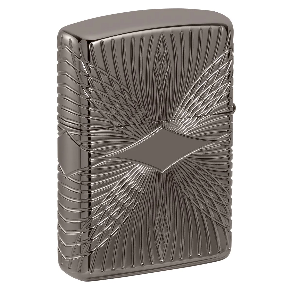 Zippo Lighter: Armor MultiCut Pattern Design with Crystal - Black Ice 49291 - Image 2