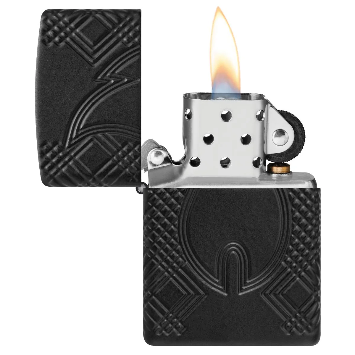 Zippo Lighter: Armor Multicut, Rivet Flame - Black Matte 46775 - Image 7