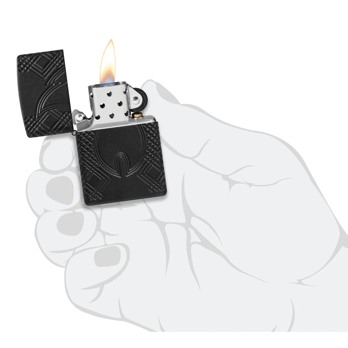 Zippo Lighter: Armor Multicut, Rivet Flame - Black Matte 46775 - Image 9
