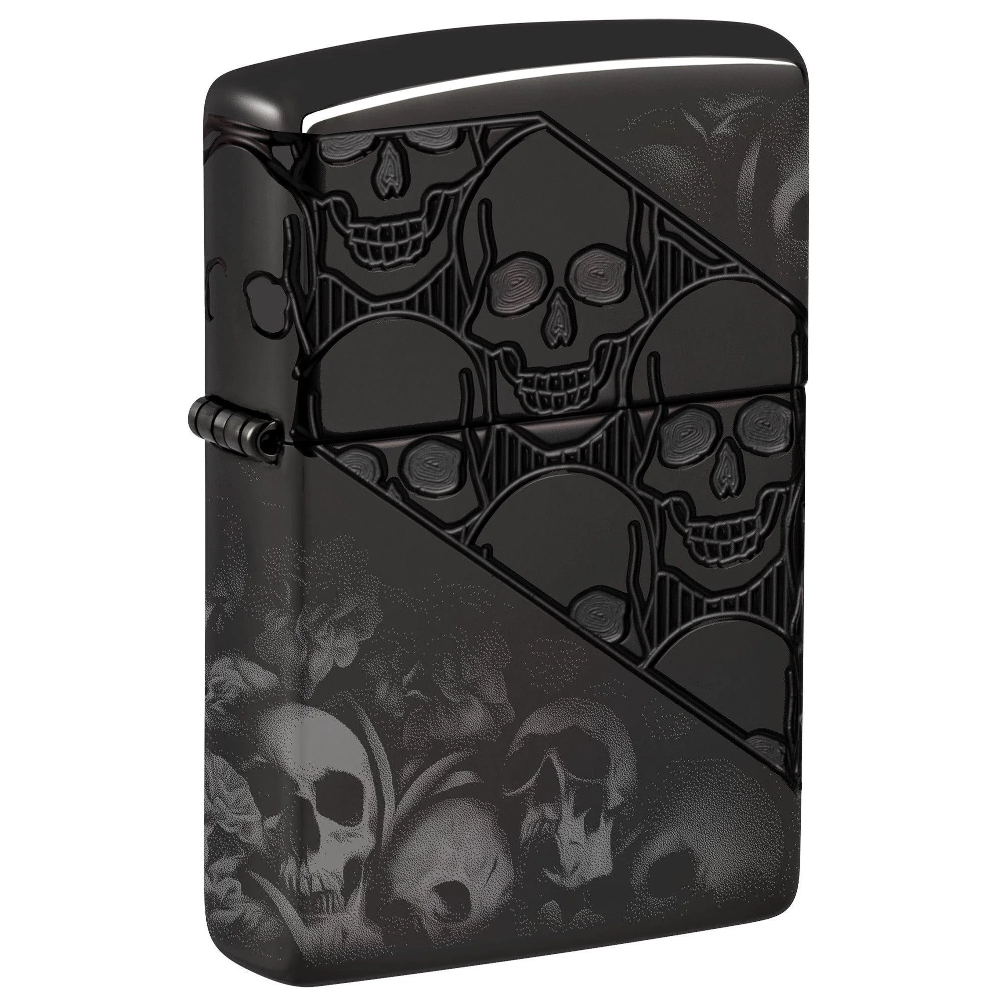 Zippo Lighter: Armor MultiCut Skull Collage, Photo 360 - High Polish Black 46751
