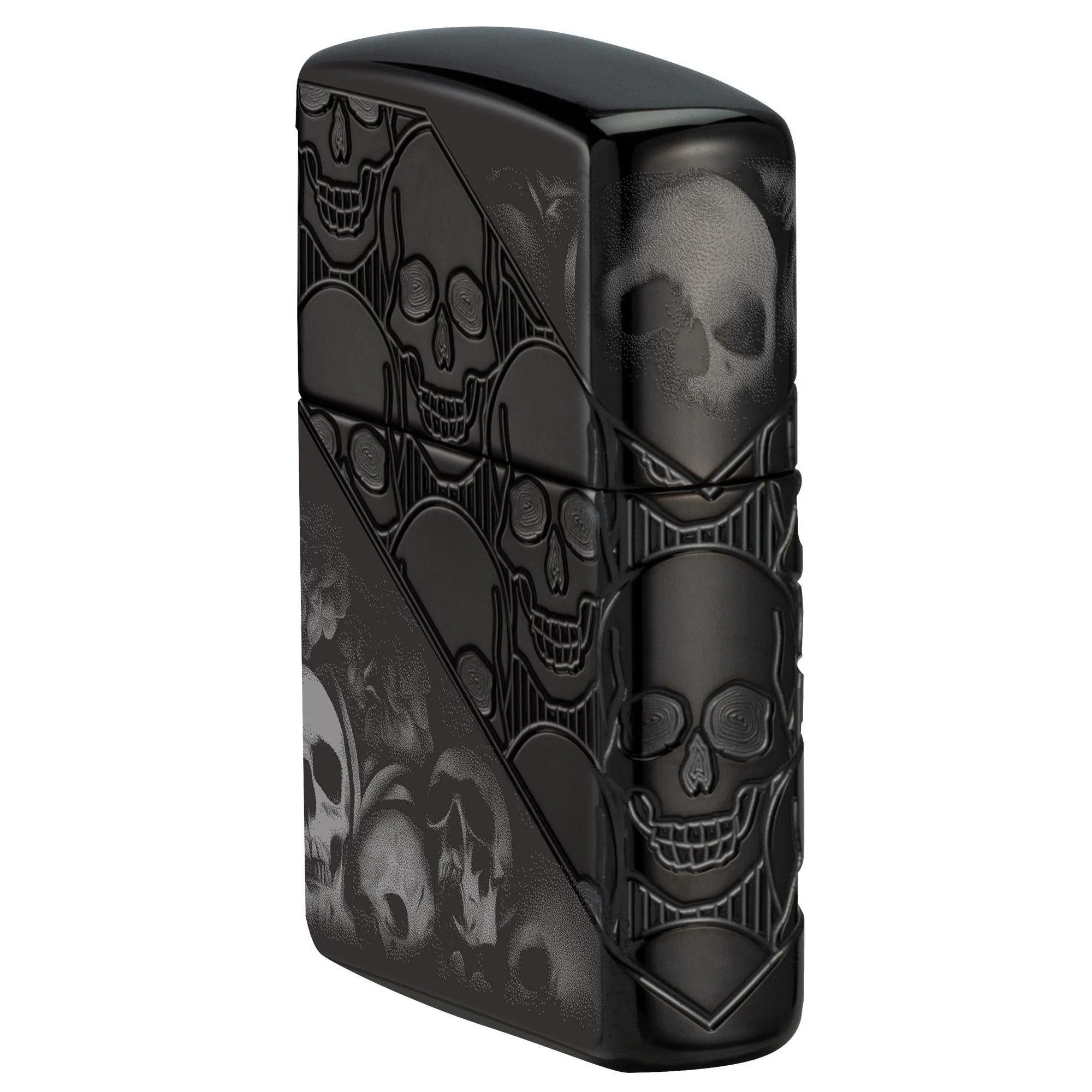 Zippo Lighter: Armor MultiCut Skull Collage, Photo 360 - High Polish Black 46751 - Image 3