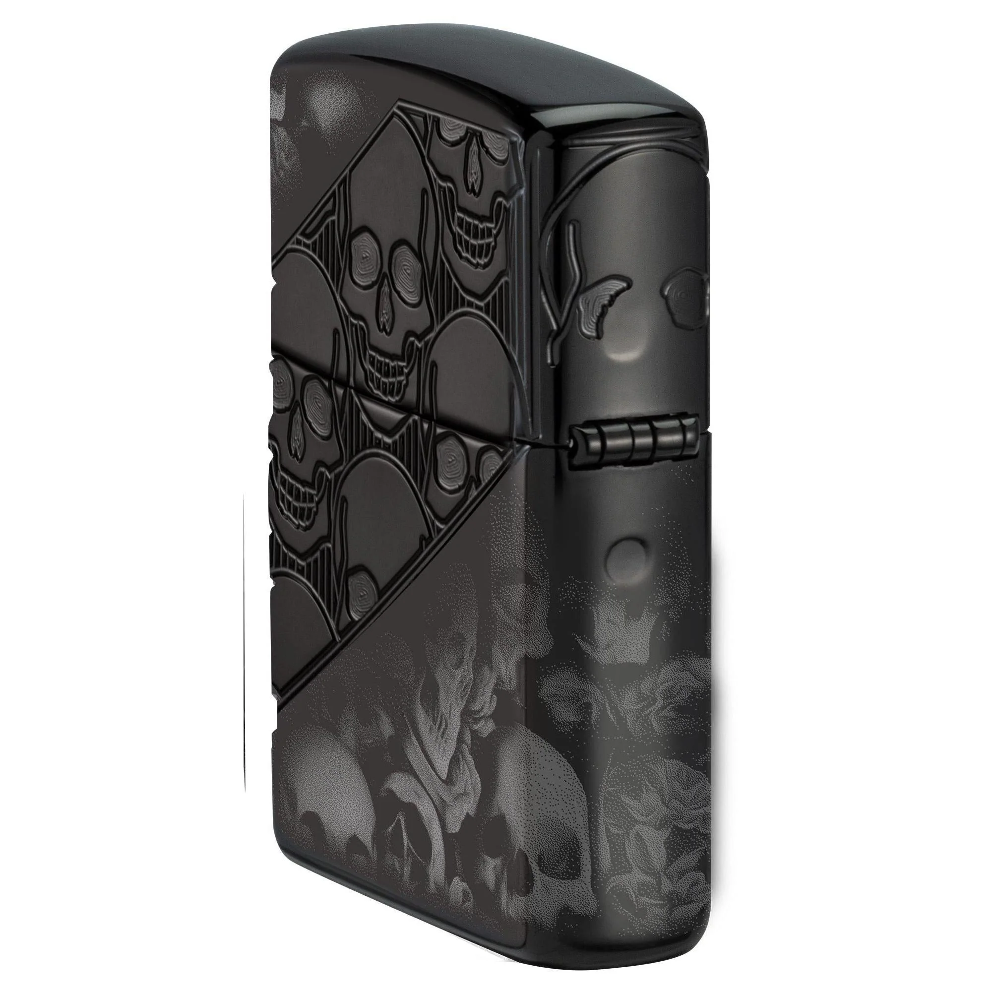 Zippo Lighter: Armor MultiCut Skull Collage, Photo 360 - High Polish Black 46751 - Image 4