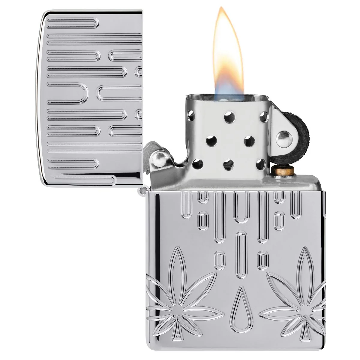 Zippo Lighter: Armor MultiCut, Waxy Weed Leaf - High Polish Chrome 46303 - Image 6