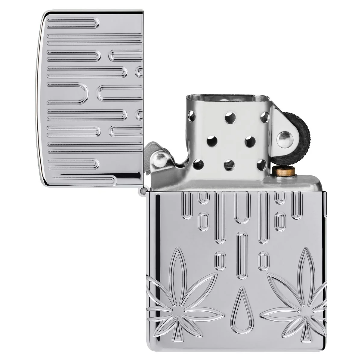 Zippo Lighter: Armor MultiCut, Waxy Weed Leaf - High Polish Chrome 46303 - Image 7