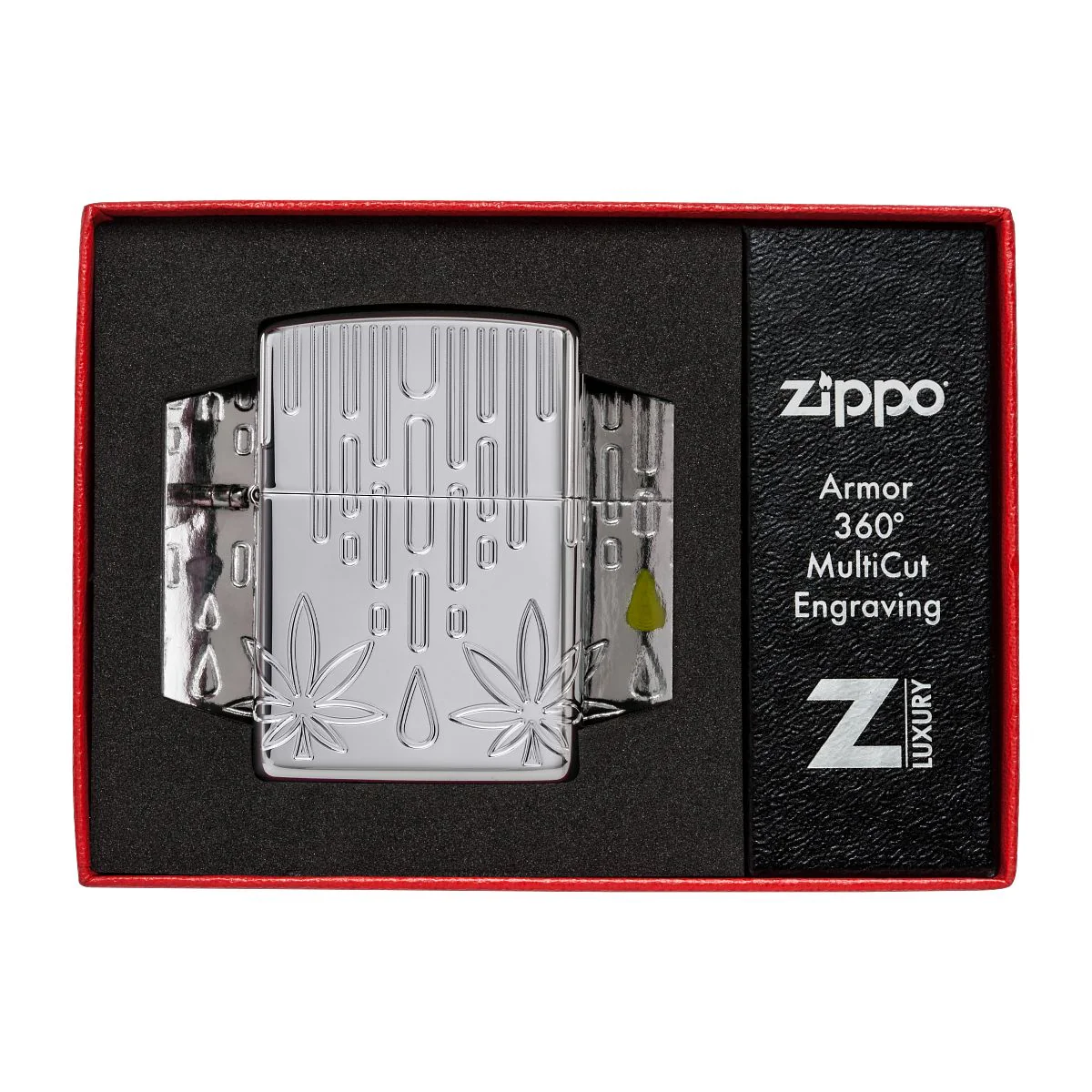 Zippo Lighter: Armor MultiCut, Waxy Weed Leaf - High Polish Chrome 46303 - Image 9