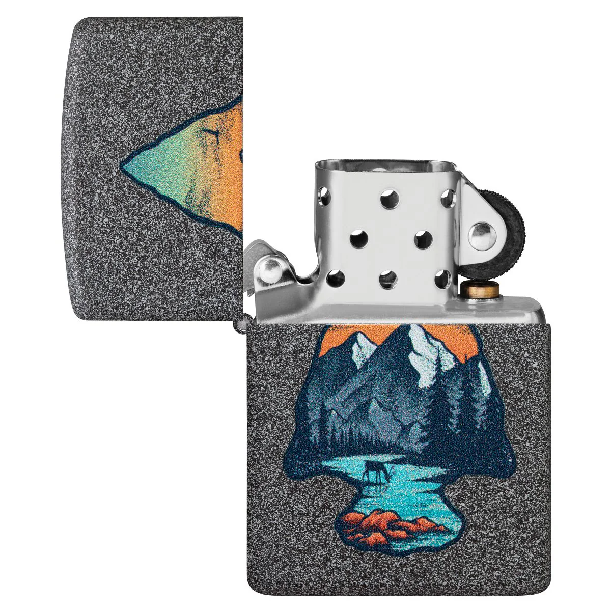 Zippo Lighter: Arrowhead and Mountain Scene - Iron Stone 46007 - Image 4