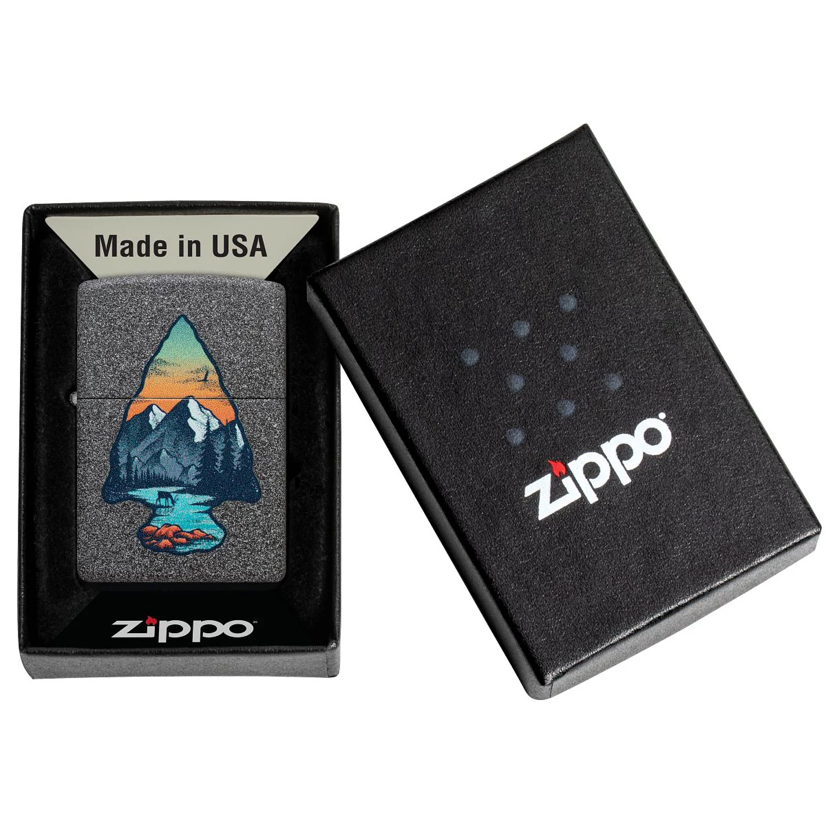 Zippo Lighter: Arrowhead and Mountain Scene - Iron Stone 46007 - Image 6