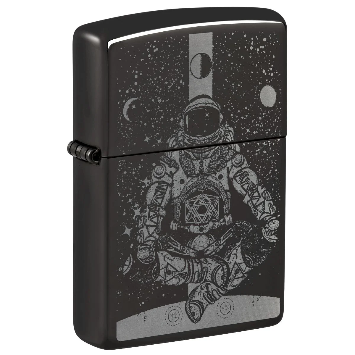 Zippo Lighter: Astronaut in Space, Photo Image - High Polish Black 46106