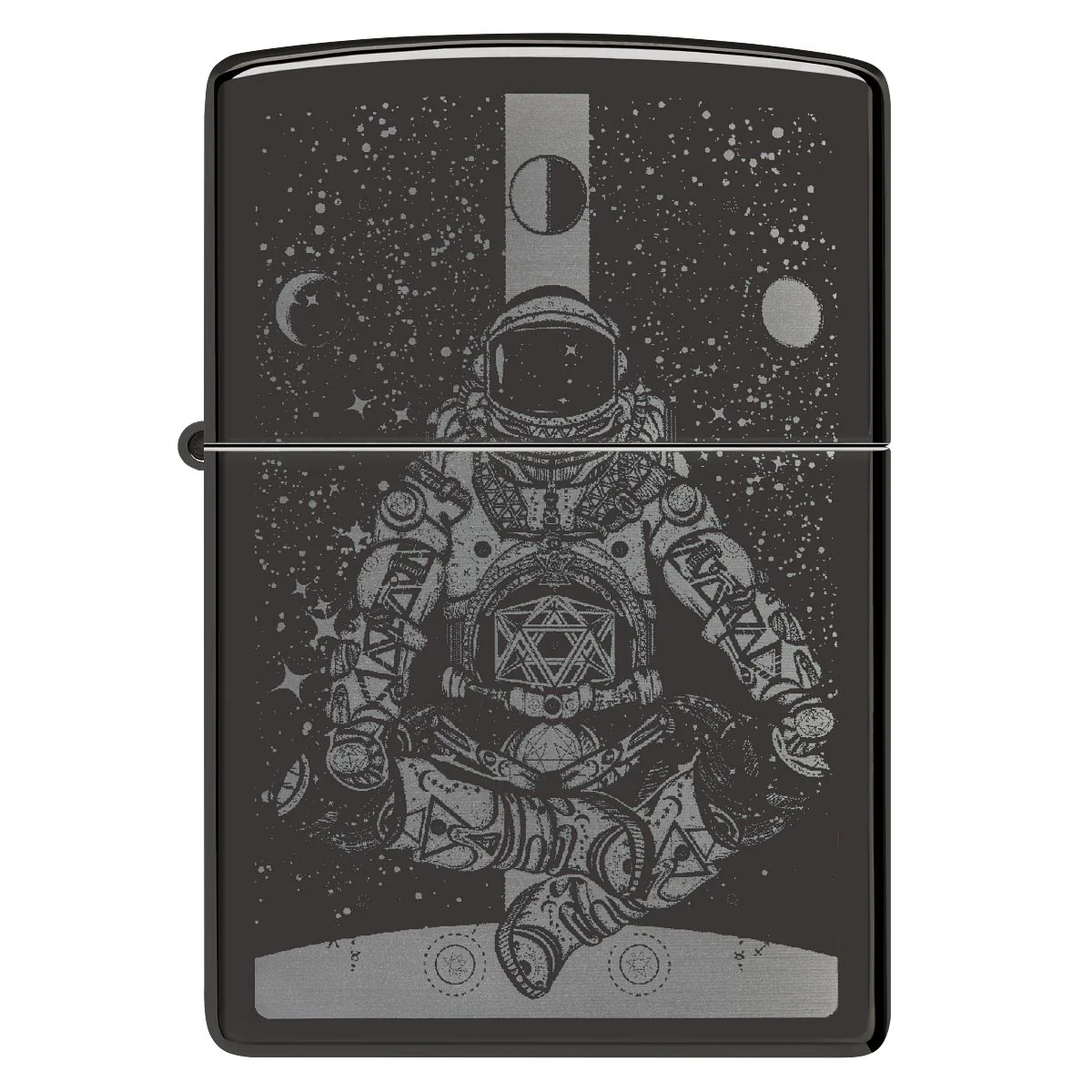 Zippo Lighter: Astronaut in Space, Photo Image - High Polish Black 46106 - Image 2
