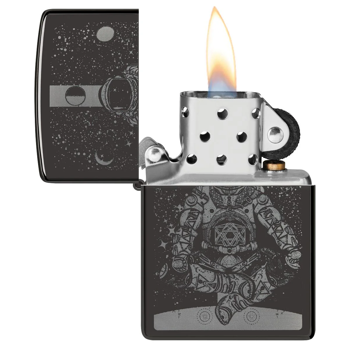 Zippo Lighter: Astronaut in Space, Photo Image - High Polish Black 46106 - Image 3