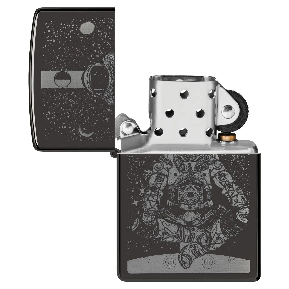 Zippo Lighter: Astronaut in Space, Photo Image - High Polish Black 46106 - Image 4