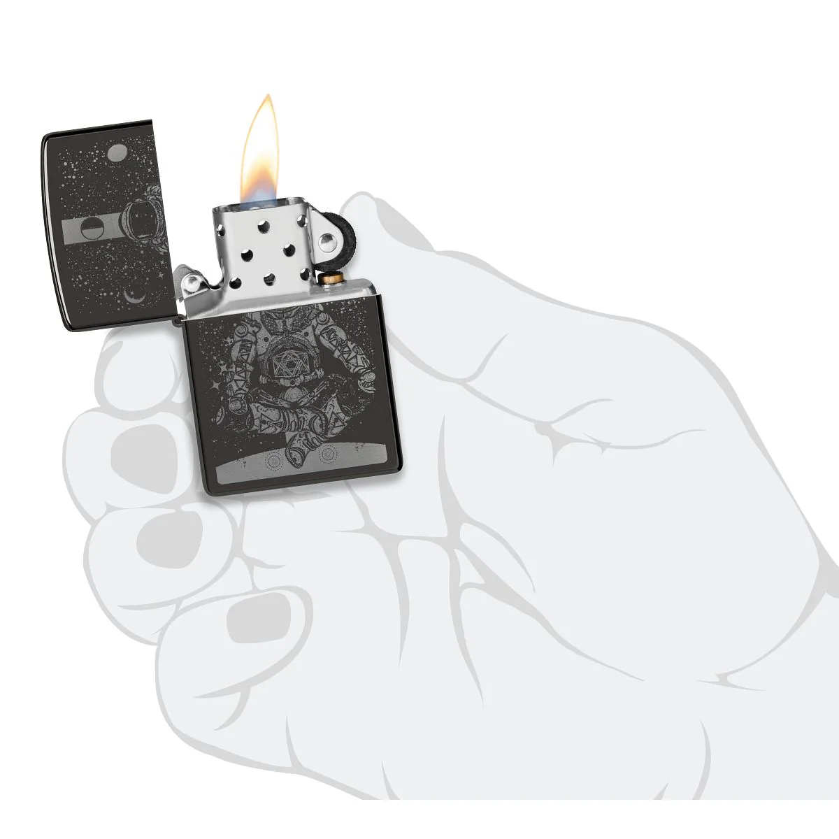 Zippo Lighter: Astronaut in Space, Photo Image - High Polish Black 46106 - Image 5