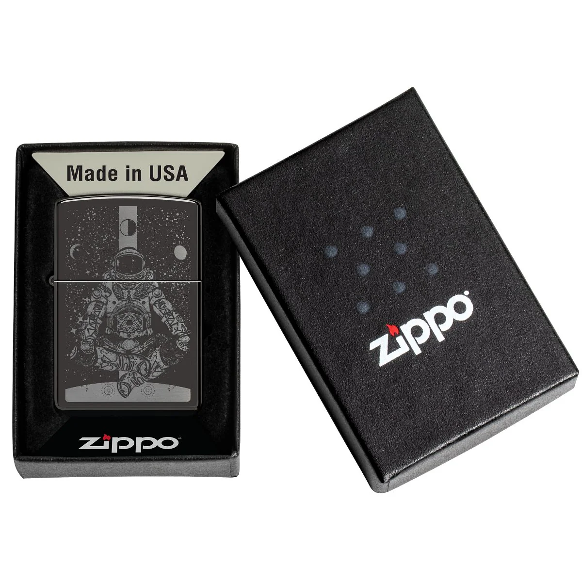 Zippo Lighter: Astronaut in Space, Photo Image - High Polish Black 46106 - Image 6