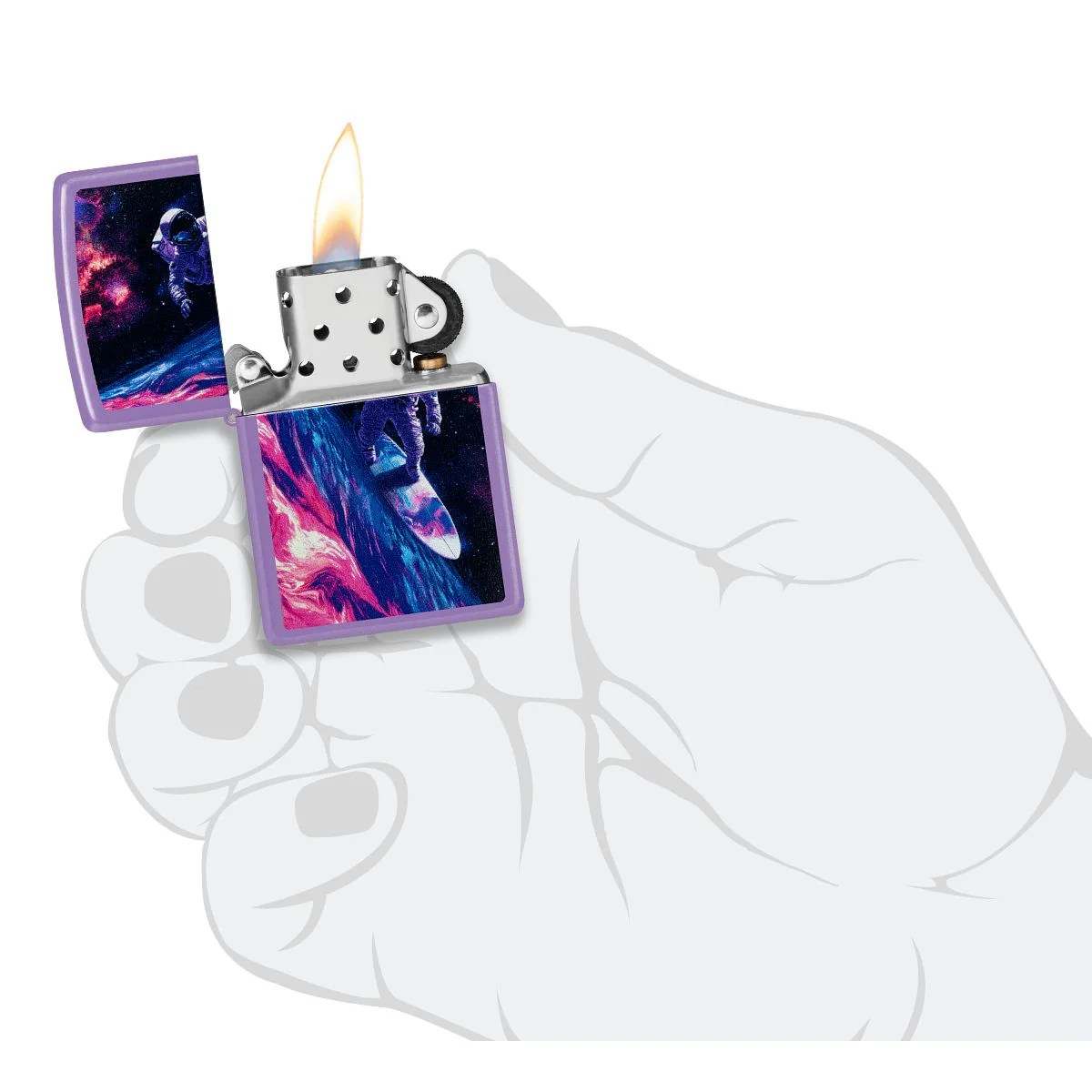 Zippo Lighter: Astronaut Surfer - Smokey Lavender 46999 - Image 5