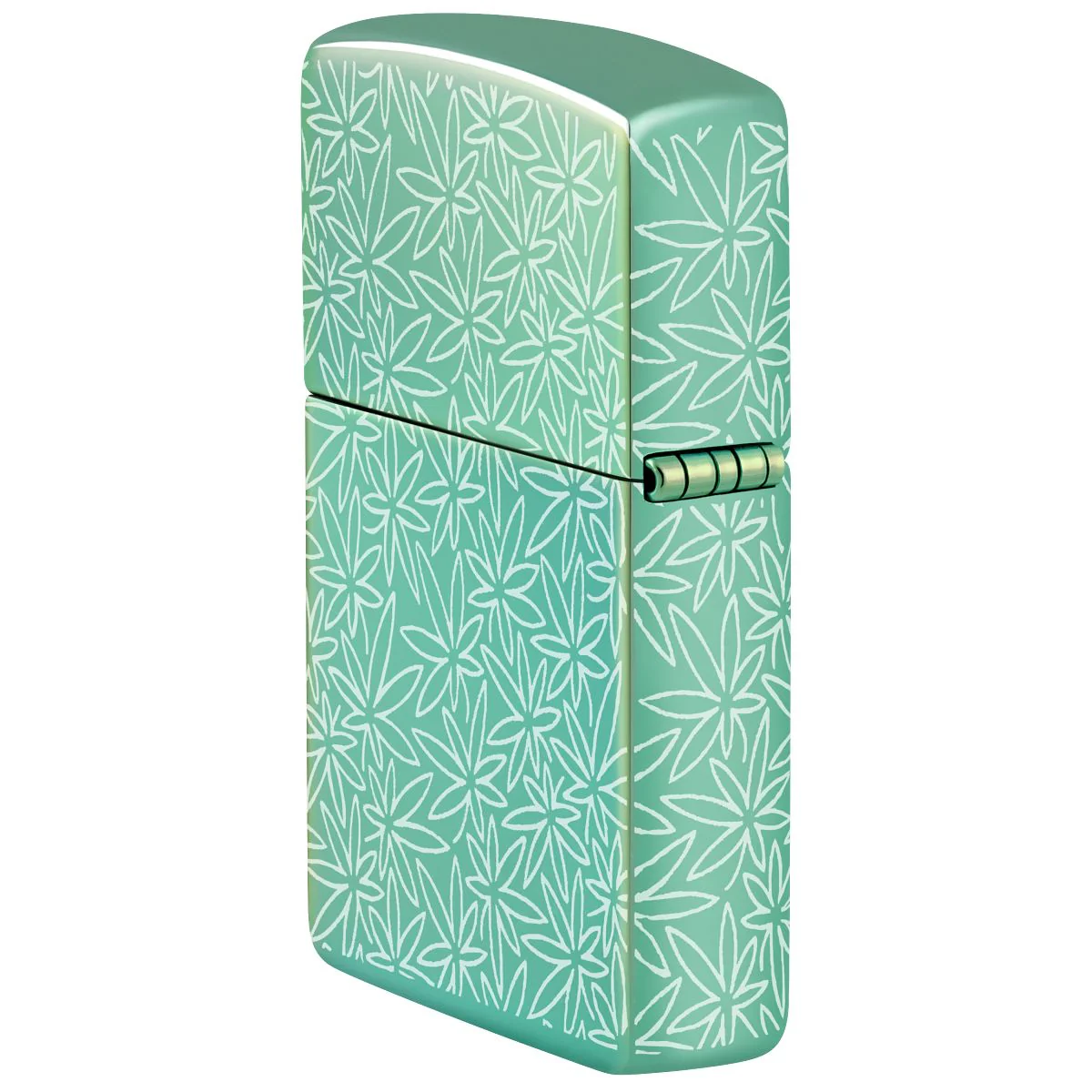 Zippo Lighter: Atomic Cannabis Design, Photo 360 - High Polish Green 46294 - Image 4