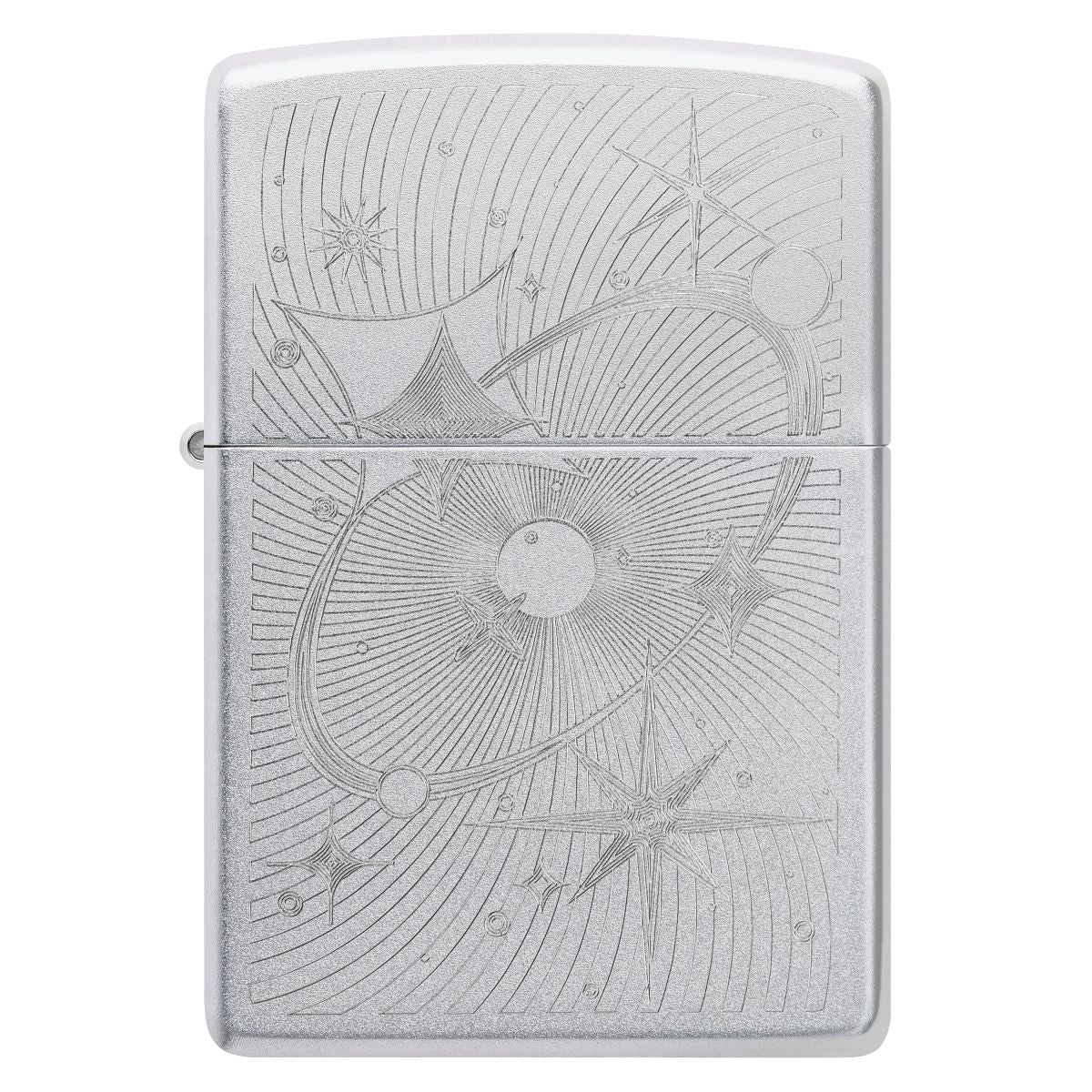 Zippo Lighter: Atomic Cosmos Design, Engraved - Satin Chrome 46724 - Image 2