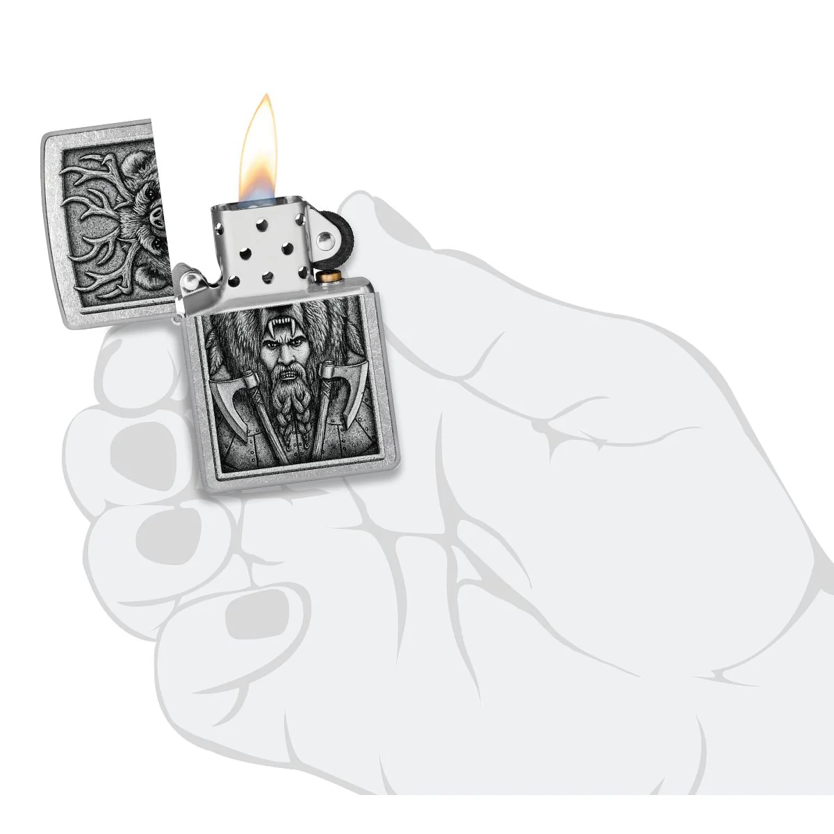Zippo Lighter: Barbarian Warrior - Street Chrome 48731 - Image 5