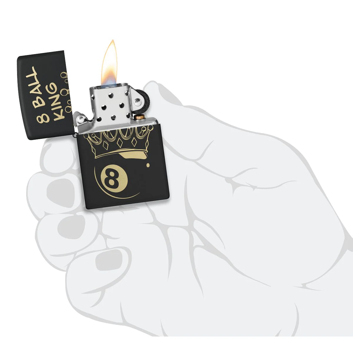 Zippo Lighter: Billiards Champion Design, Engraved - Black Matte 46291 - Image 5