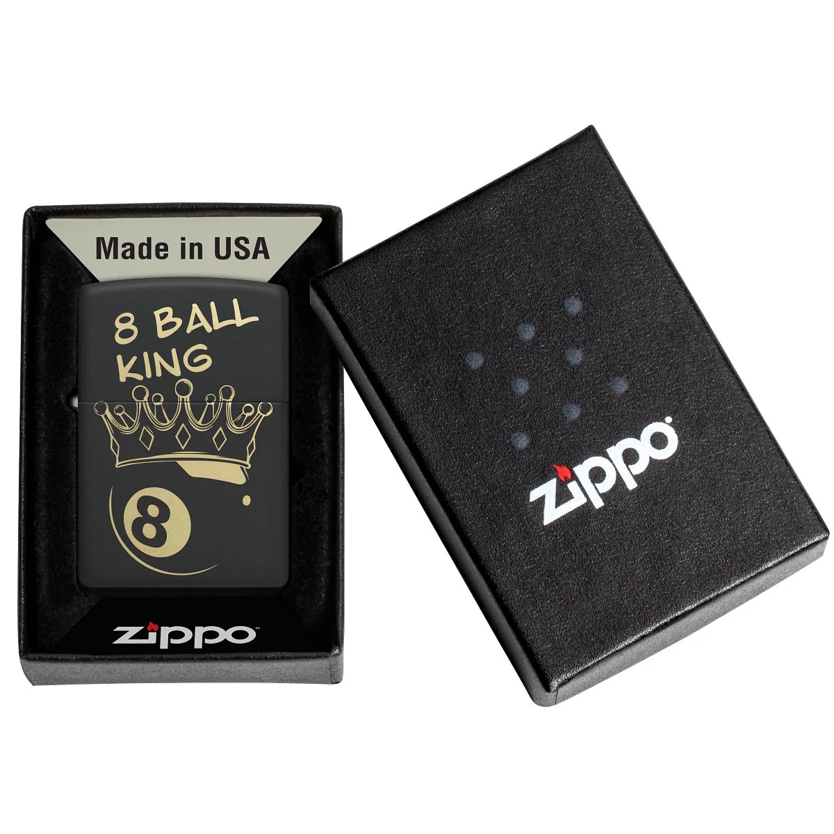Zippo Lighter: Billiards Champion Design, Engraved - Black Matte 46291 - Image 6