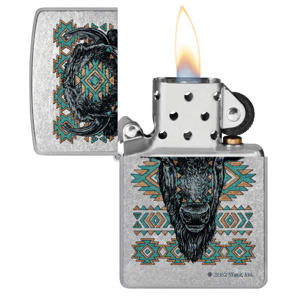 Zippo Lighter: Bison Design - Street Chrome 46422 - Image 3