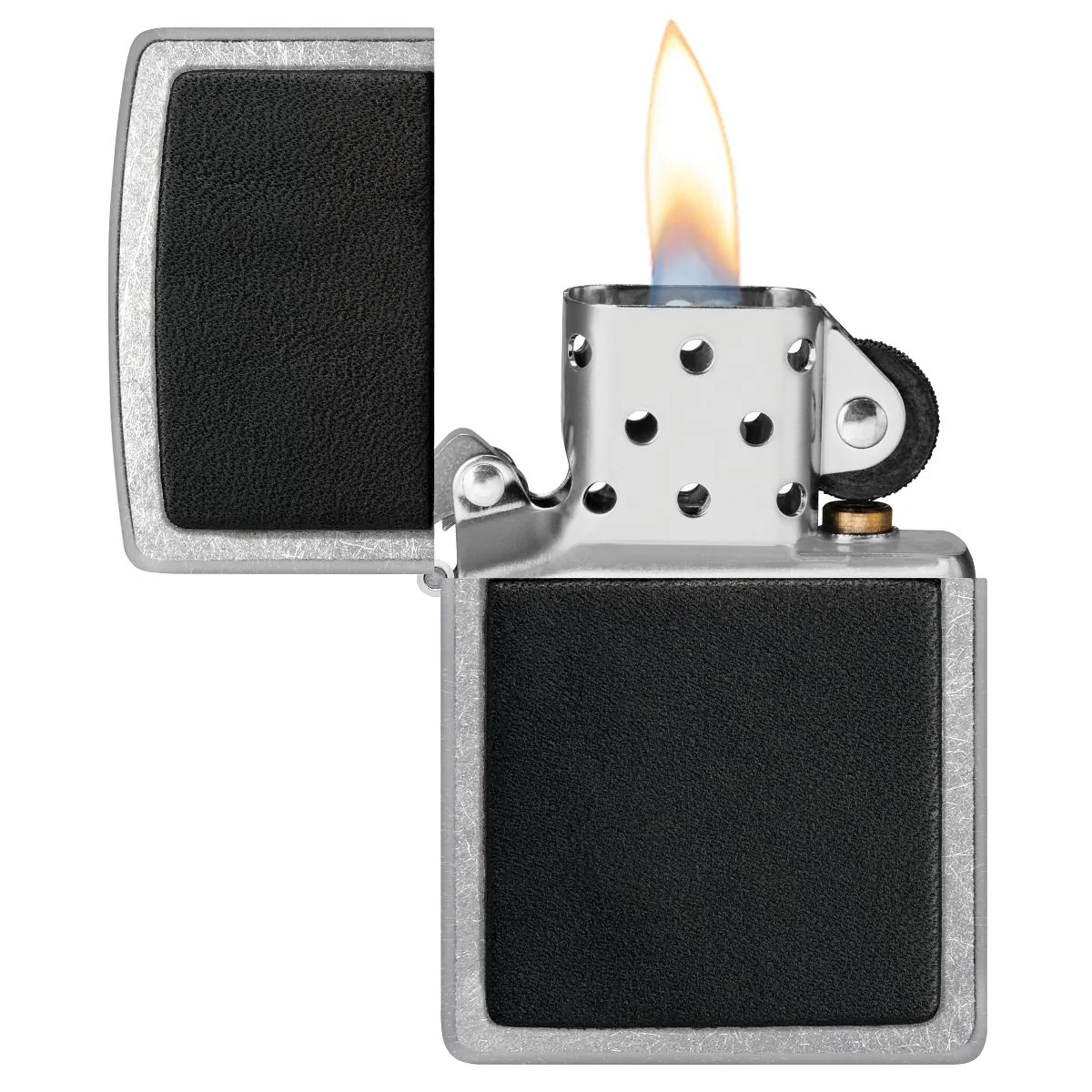 Zippo Lighter: Black Leather Emblem - Street Chrome 46778 - Image 4