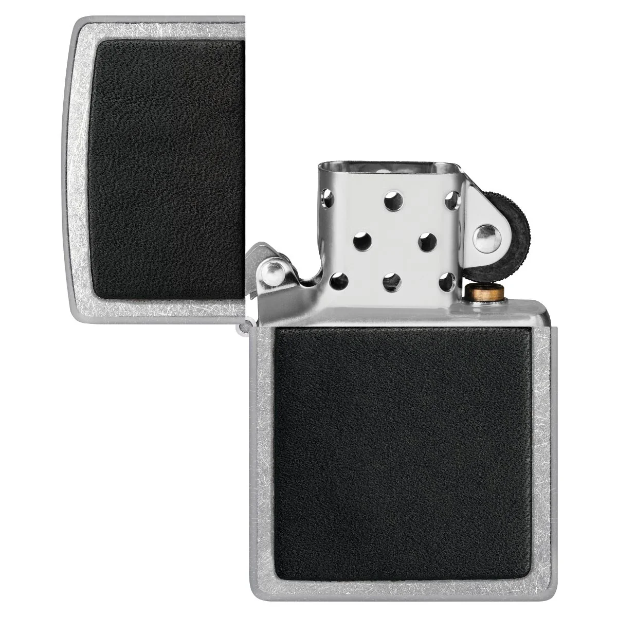 Zippo Lighter: Black Leather Emblem - Street Chrome 46778 - Image 5