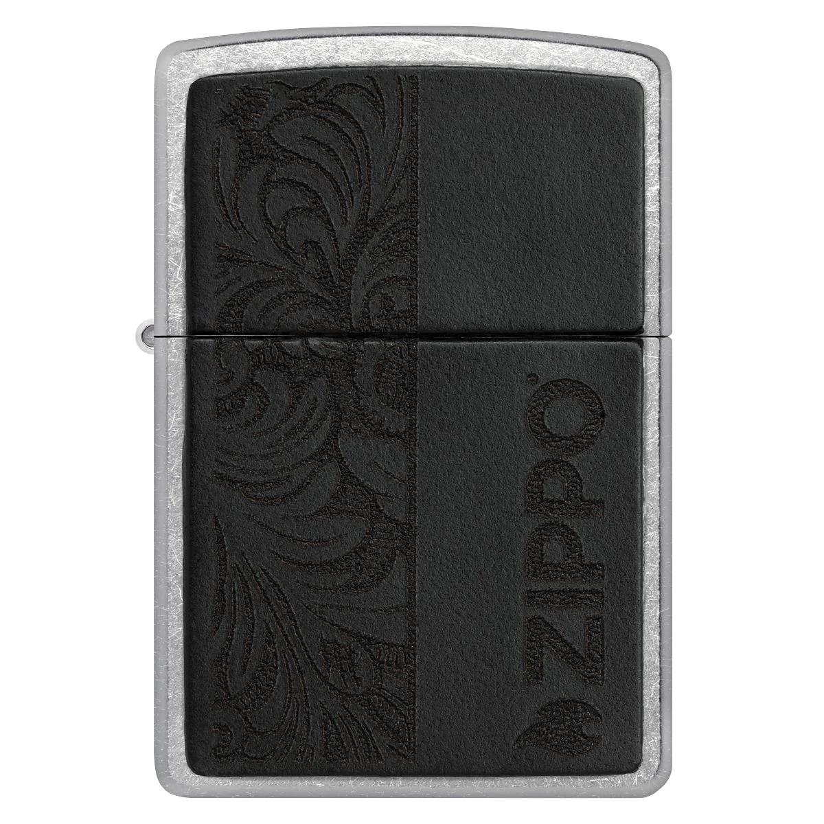 Zippo Lighter: Black Leather Emblem, Zippo Design - Street Chrome 46919 - Image 2