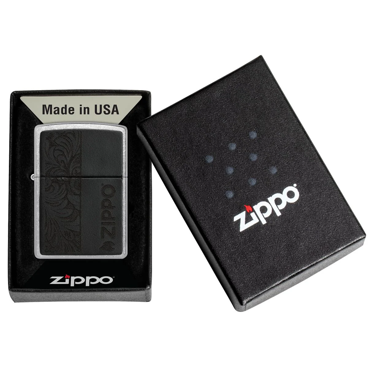 Zippo Lighter: Black Leather Emblem, Zippo Design - Street Chrome 46919 - Image 6