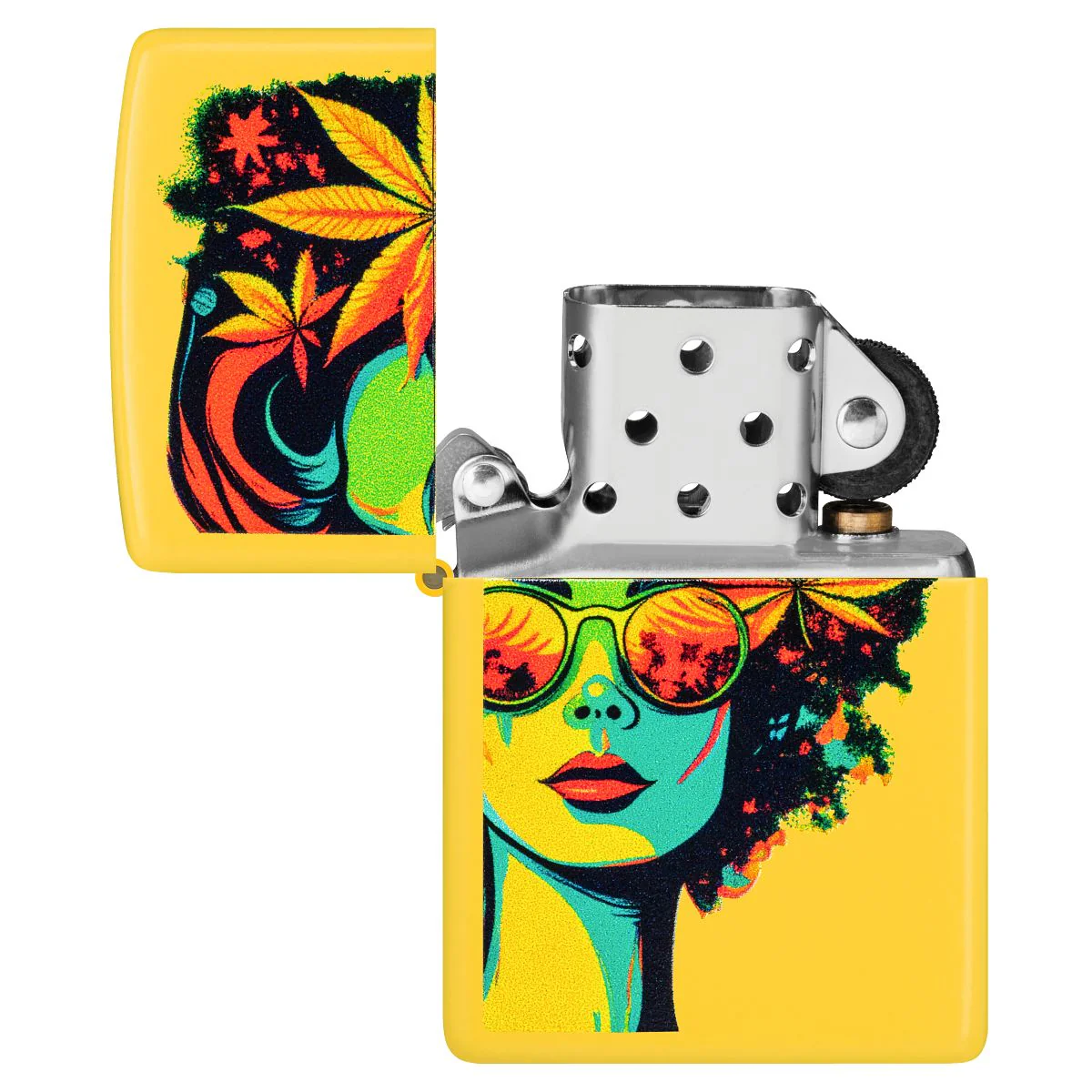 Zippo Lighter: Blazing Beauty with Weed Leaves - Sunflower 46231 - Image 4