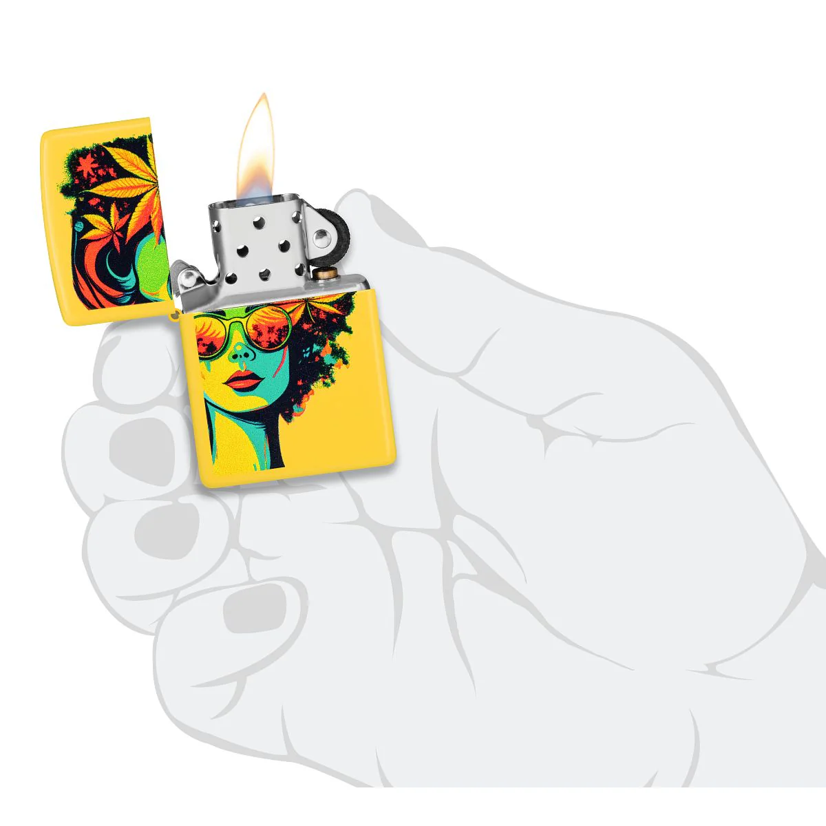 Zippo Lighter: Blazing Beauty with Weed Leaves - Sunflower 46231 - Image 5