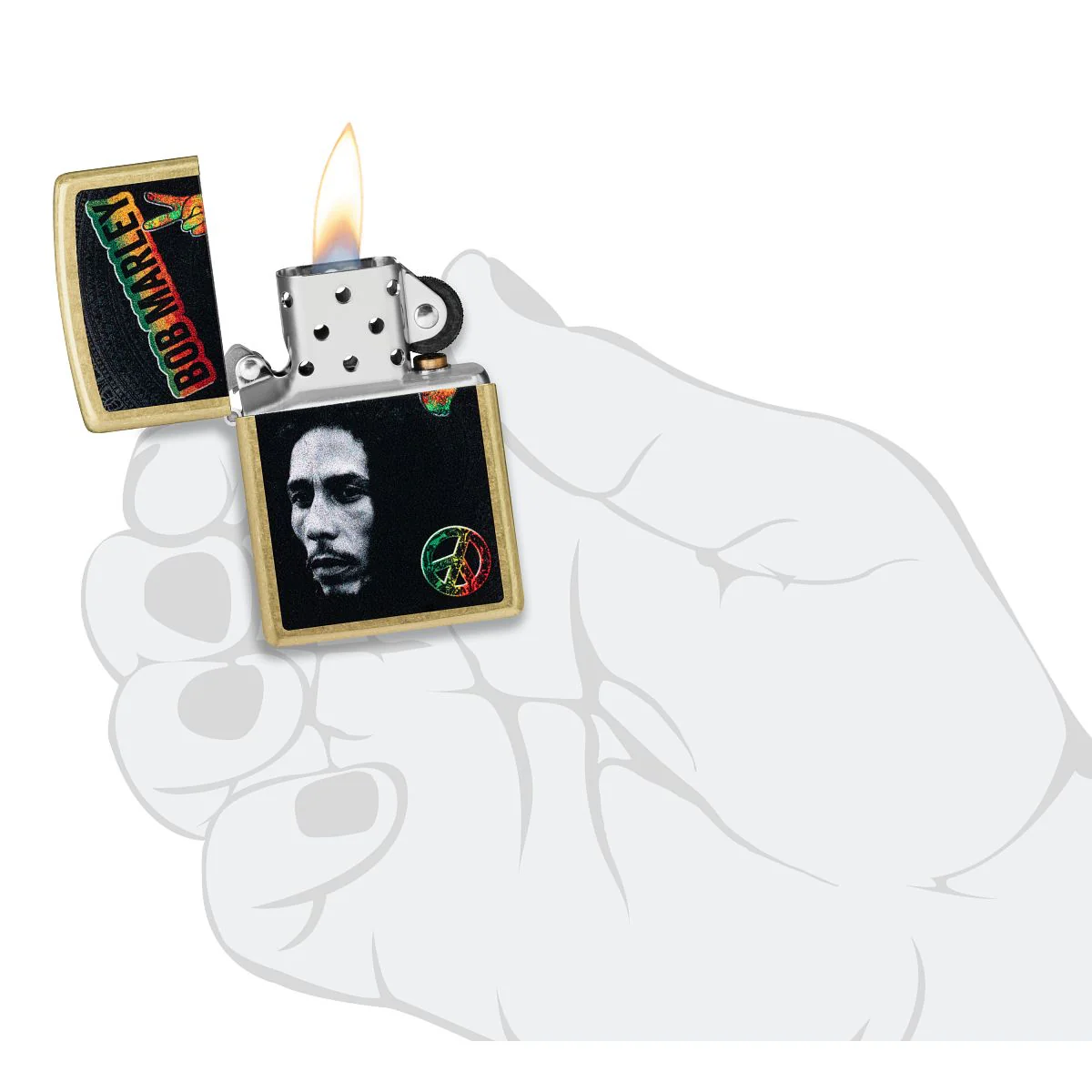 Zippo Lighter: Bob Marley Design - Street Brass 47194 - Image 5