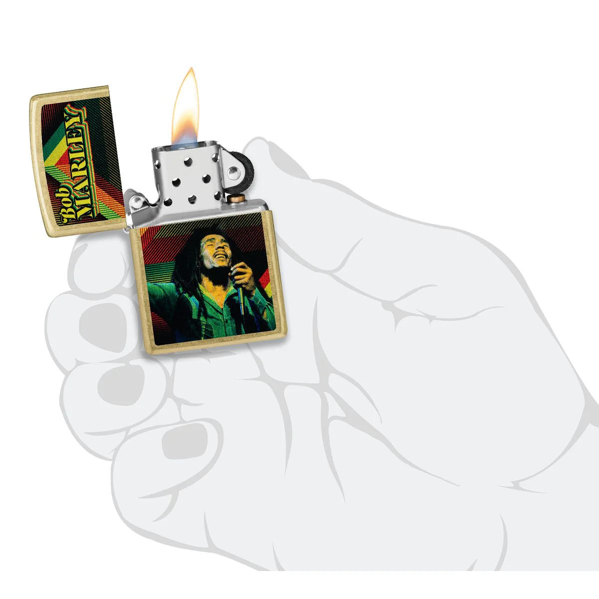 Zippo Lighter: Bob Marley Design - Street Brass 47242 - Image 5